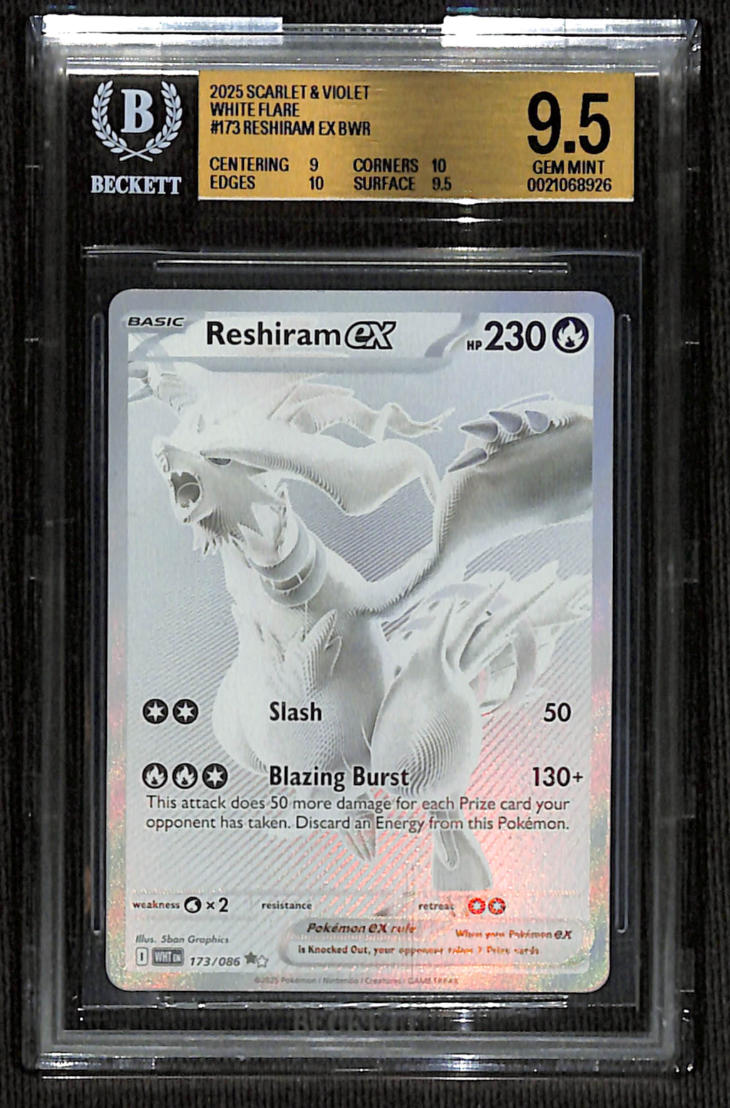 BGS 9.5 Reshiram (White Rare) [White Flare]