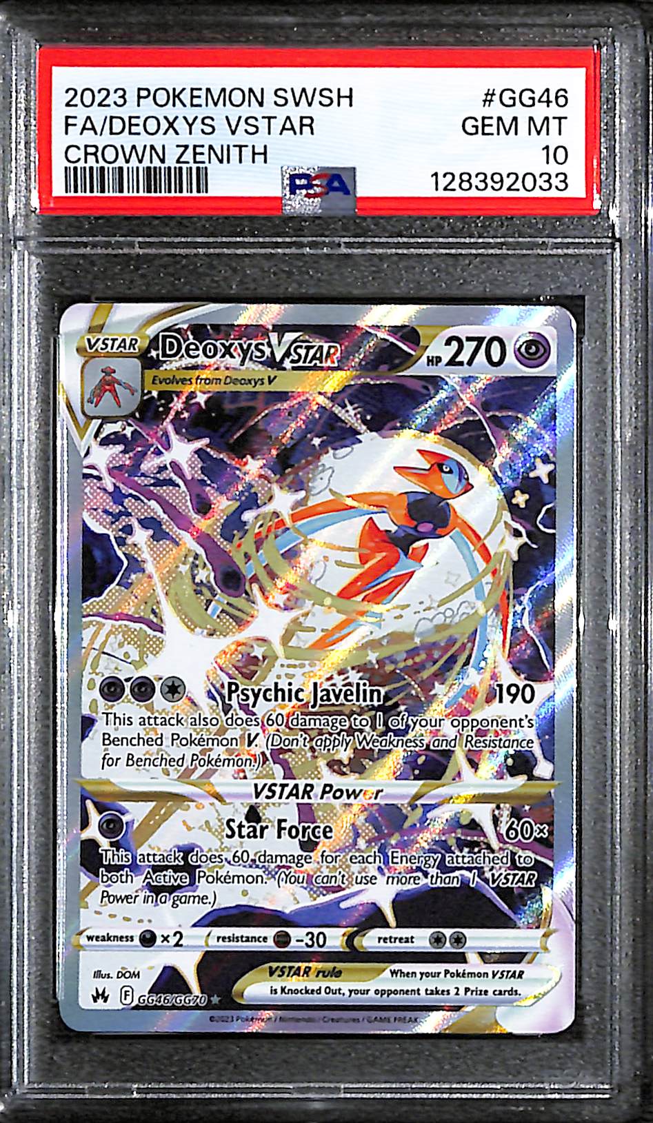 PSA 10 Deoxys VSTAR #GG46 [Crown Zenith Galarian Gallery]