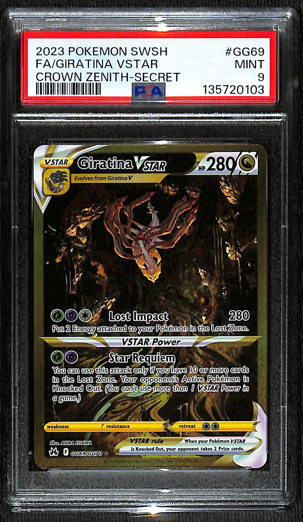PSA 9 Giratina Vstar #GG69 [Crown Zenith Galarian Gallery]