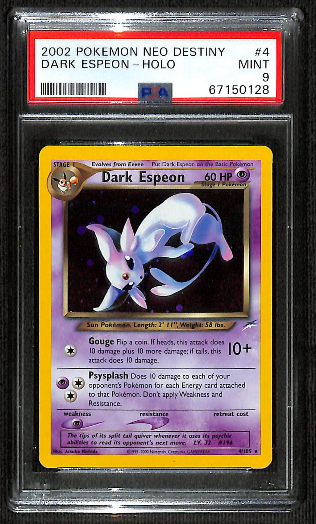 PSA 9 Dark Espeon #4 (Holo) [Neo Destiny]