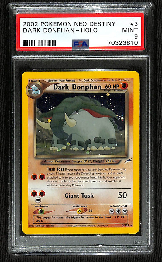 PSA 9 Dark Donphan #3 (Holo) [Neo Destiny]