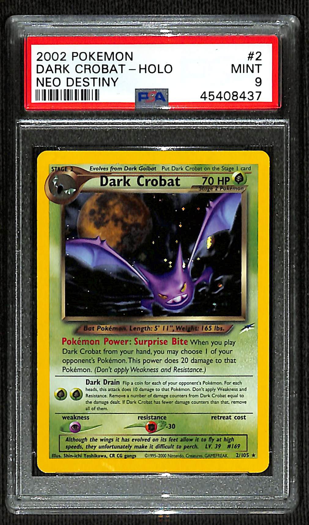 PSA 9 Dark Crobat #2 (Holo) [Neo Destiny]