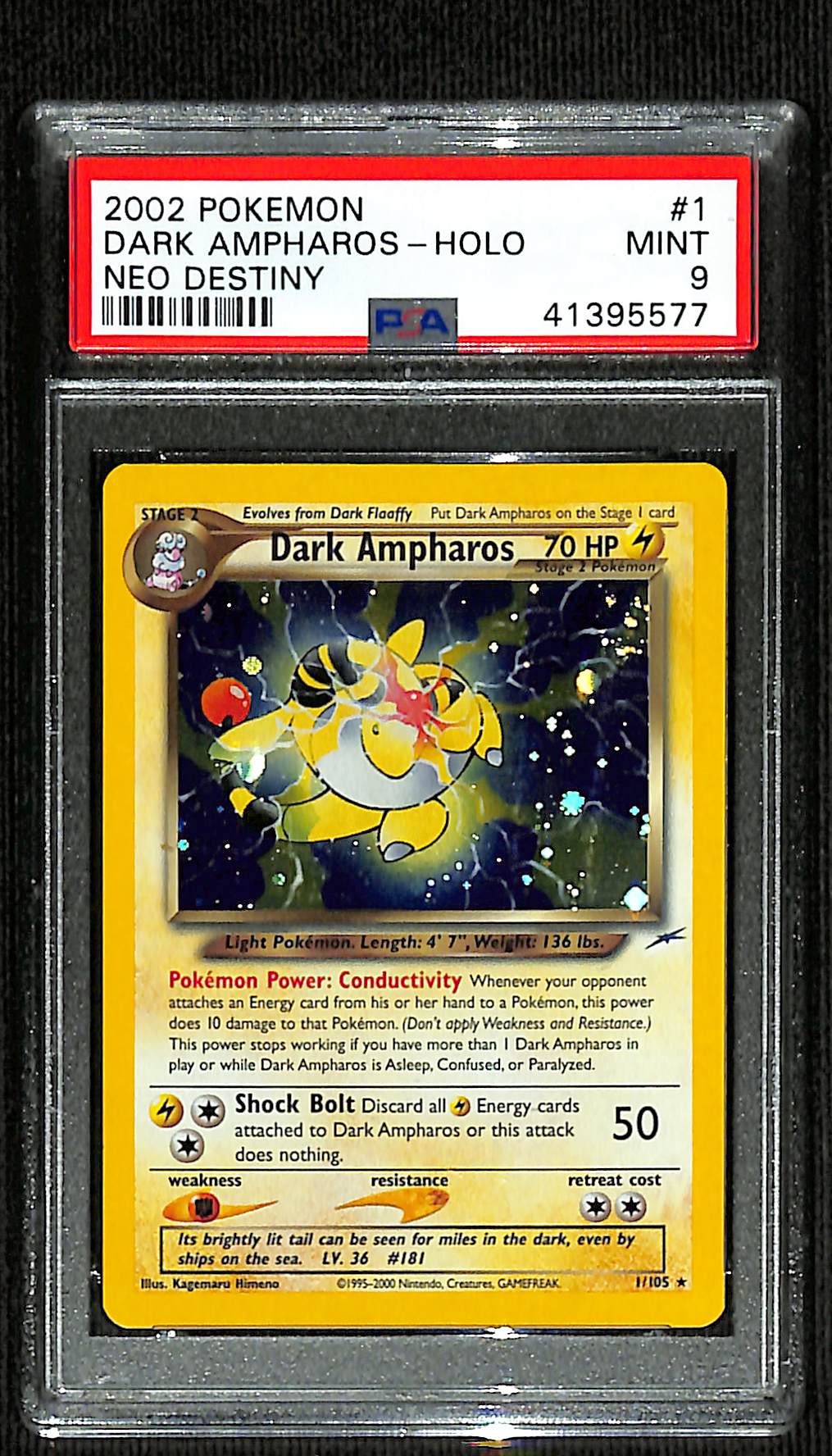 PSA 9 Dark Ampharos #1 (Holo) [Neo Destiny]