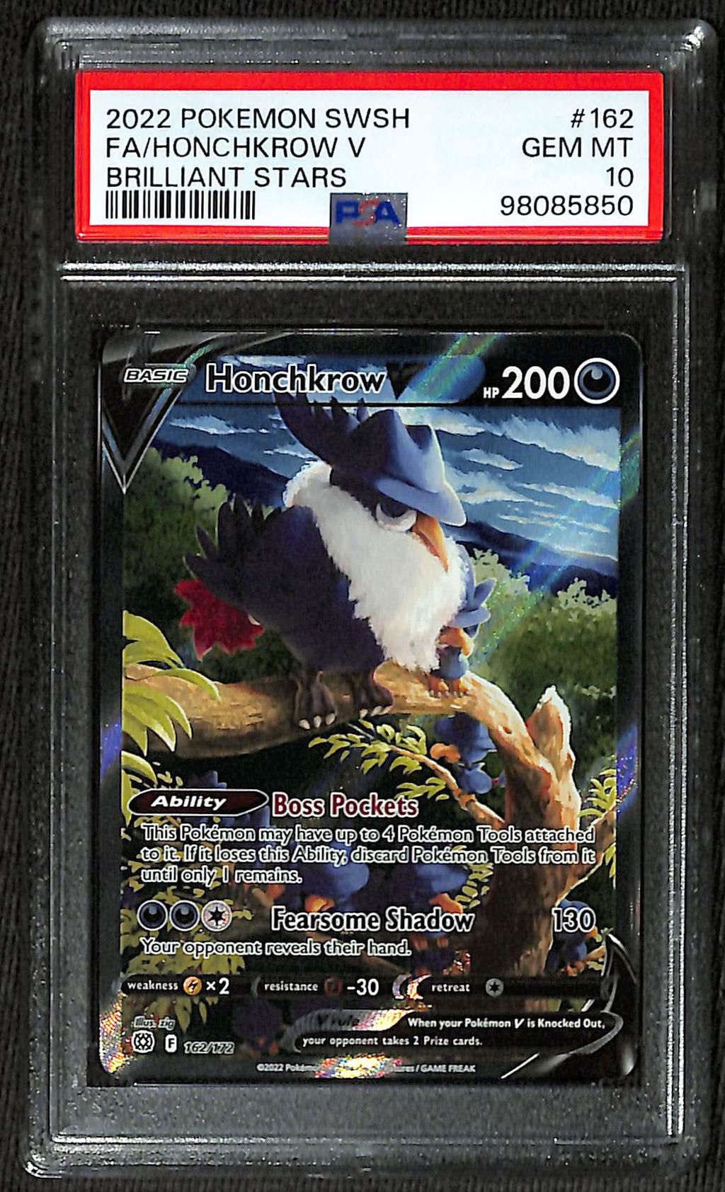 PSA 10 Honchkrow V #162 (Alternate Art) [Brilliant Stars]