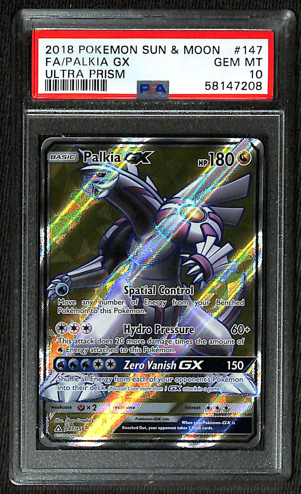 PSA 10 Palkia GX #147 (Full Art) [Ultra Prism]
