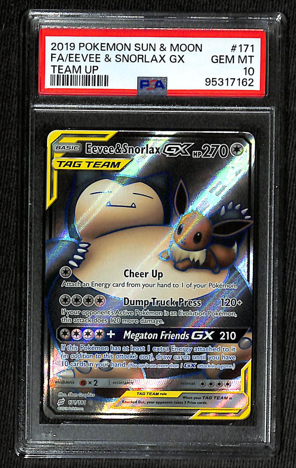PSA 10 Eevee & Snorlax GX (Full Art) #171 [Team Up]