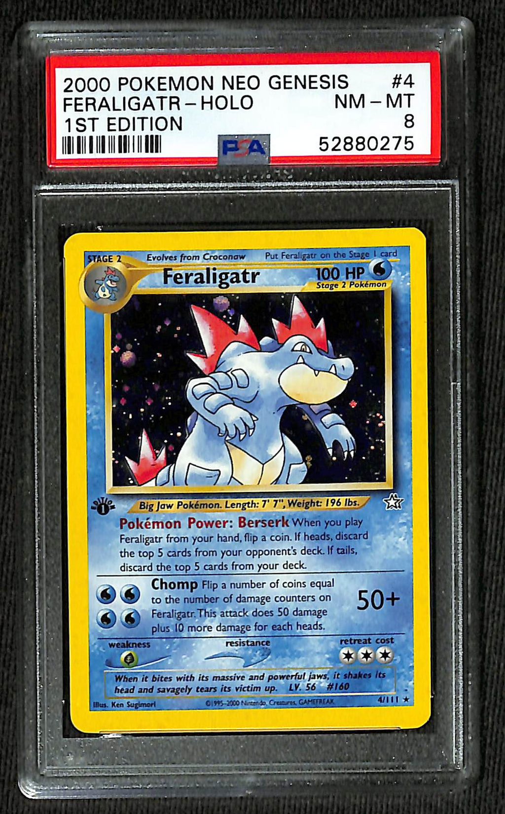 PSA 8 Feraligatr #4 (Holo) [1st Edition Neo Genesis]