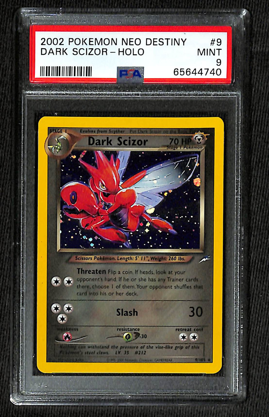 PSA 9 Dark Scizor #9 Neo Destiny