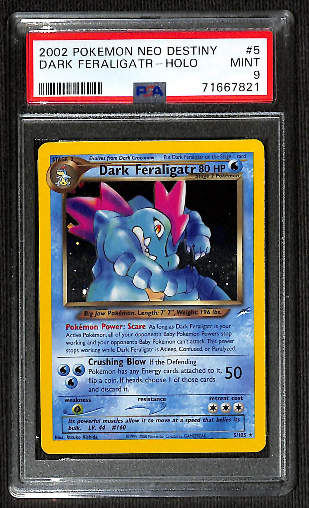 PSA 9 Dark Feraligatr #5 Unlimited Neo Destiny