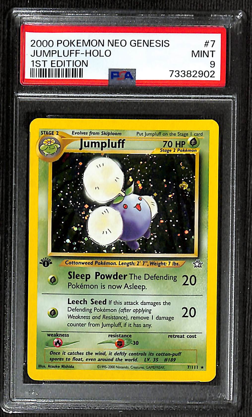 PSA 9 Jumpluff #7 (Holo) [1st Edition Neo Genesis]