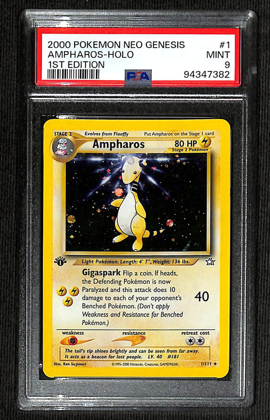 PSA 9 Ampharos #1 (Holo) [Neo Genesis] 1st edition