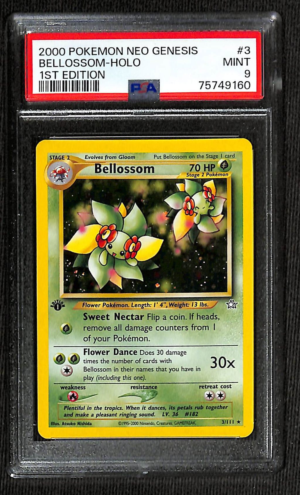 PSA 9 Bellossom #3 (Holo) [Neo Genesis] 1st edition