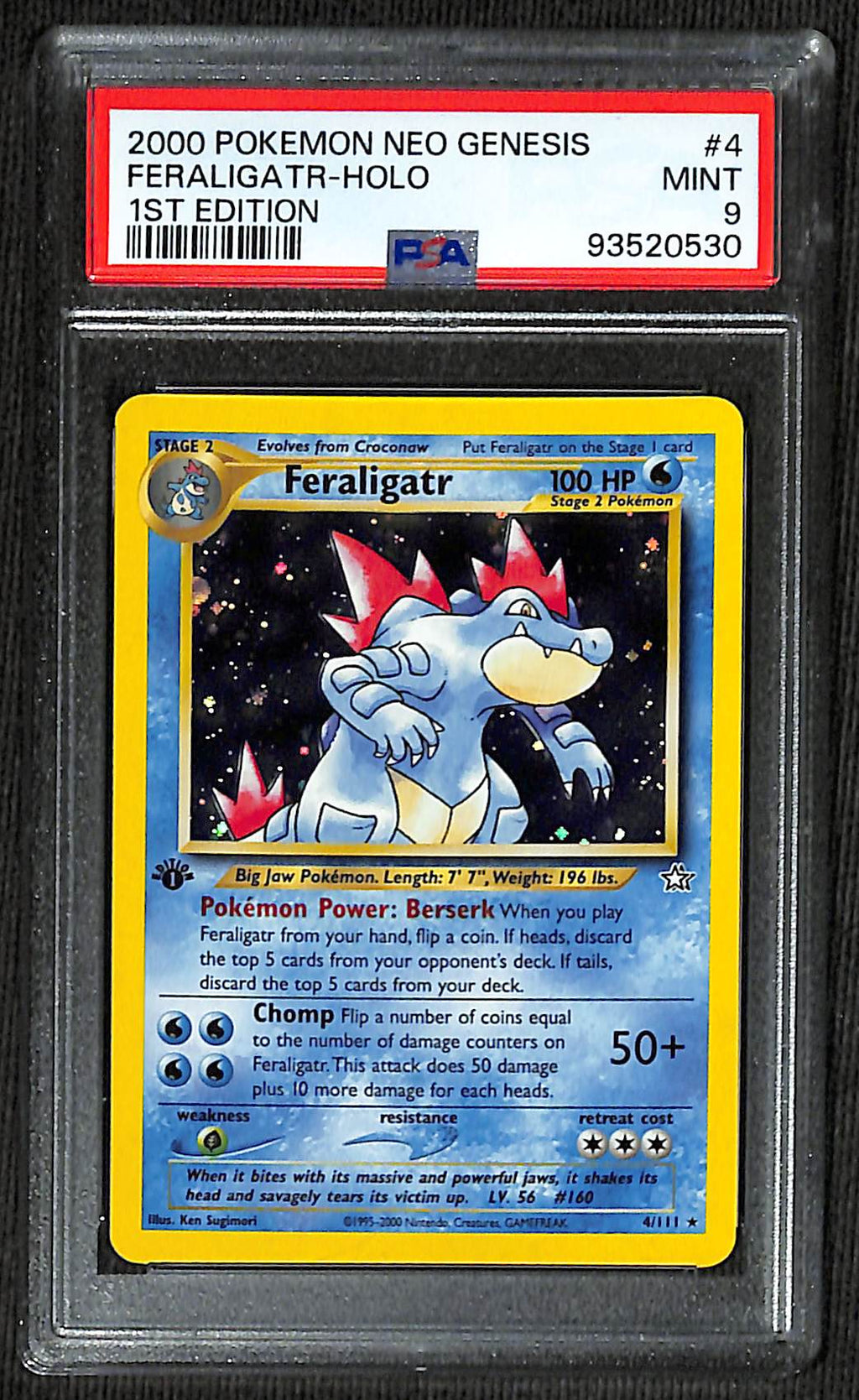 PSA 9 Feraligatr #4 (Holo) [1st Edition Neo Genesis]