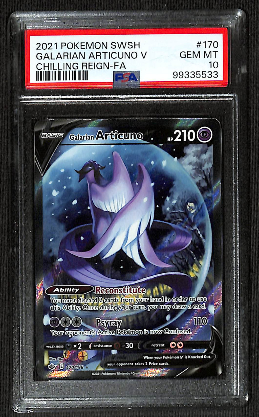 PSA 10 Galarian Articuno V #170 (Alternate Art) [Chilling Reign]