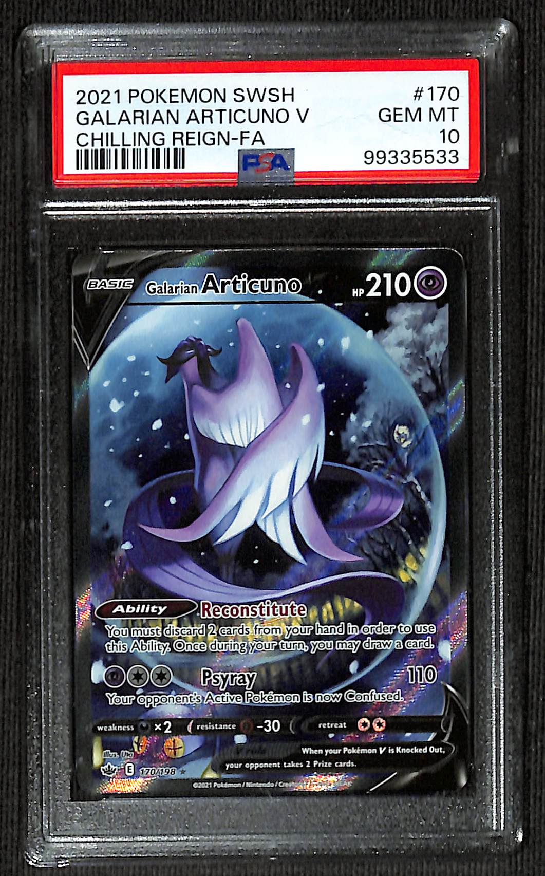 PSA 10 Galarian Articuno V #170 (Alternate Art) [Chilling Reign]
