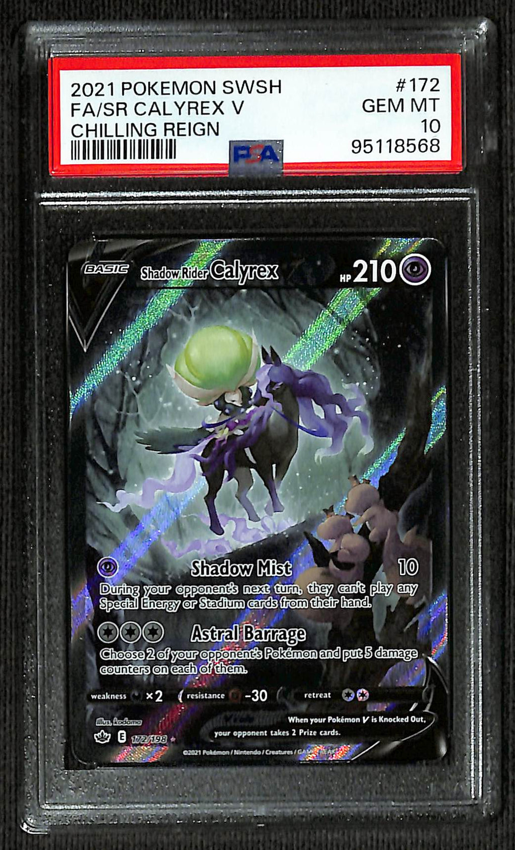 PSA 10 Shadow RIder Calyrex V #172 [Chilling Reign]