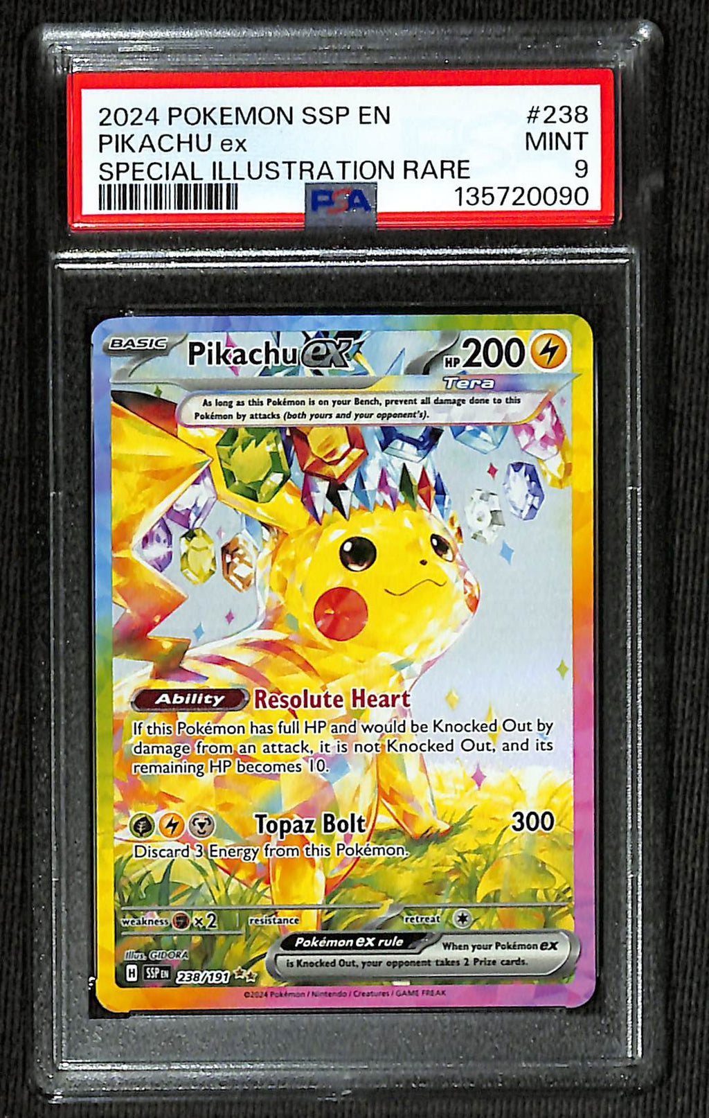 PSA 9 Pikachu ex #238 (Special Illustration Rare) [Surging Sparks]