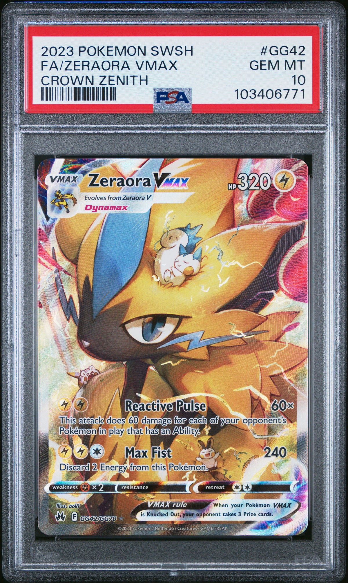PSA 10 Zeraora VMAX [Crown Zenith Galarian Gallery]