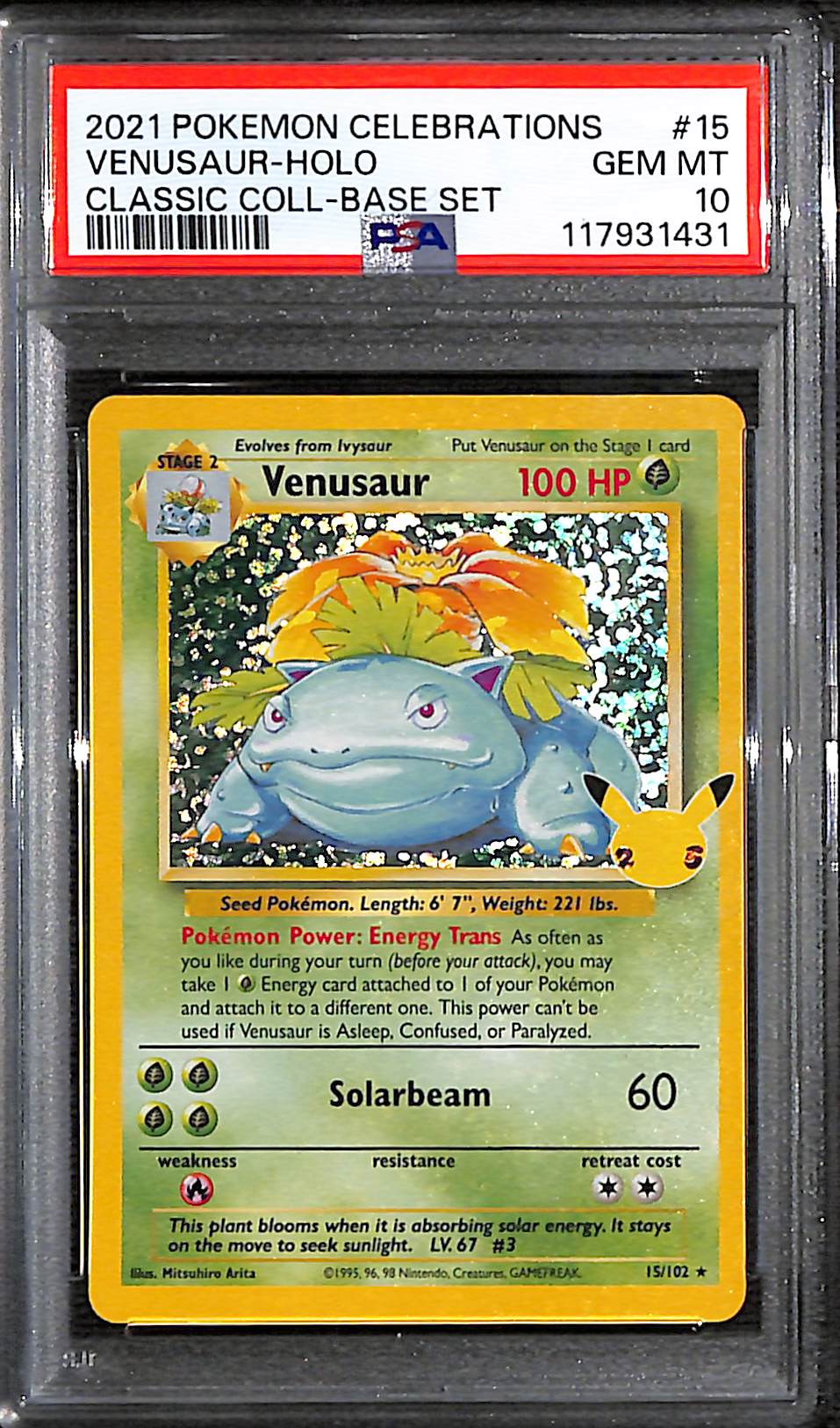 PSA 10 Venusaur #15 [Celebrations Classic Collection]