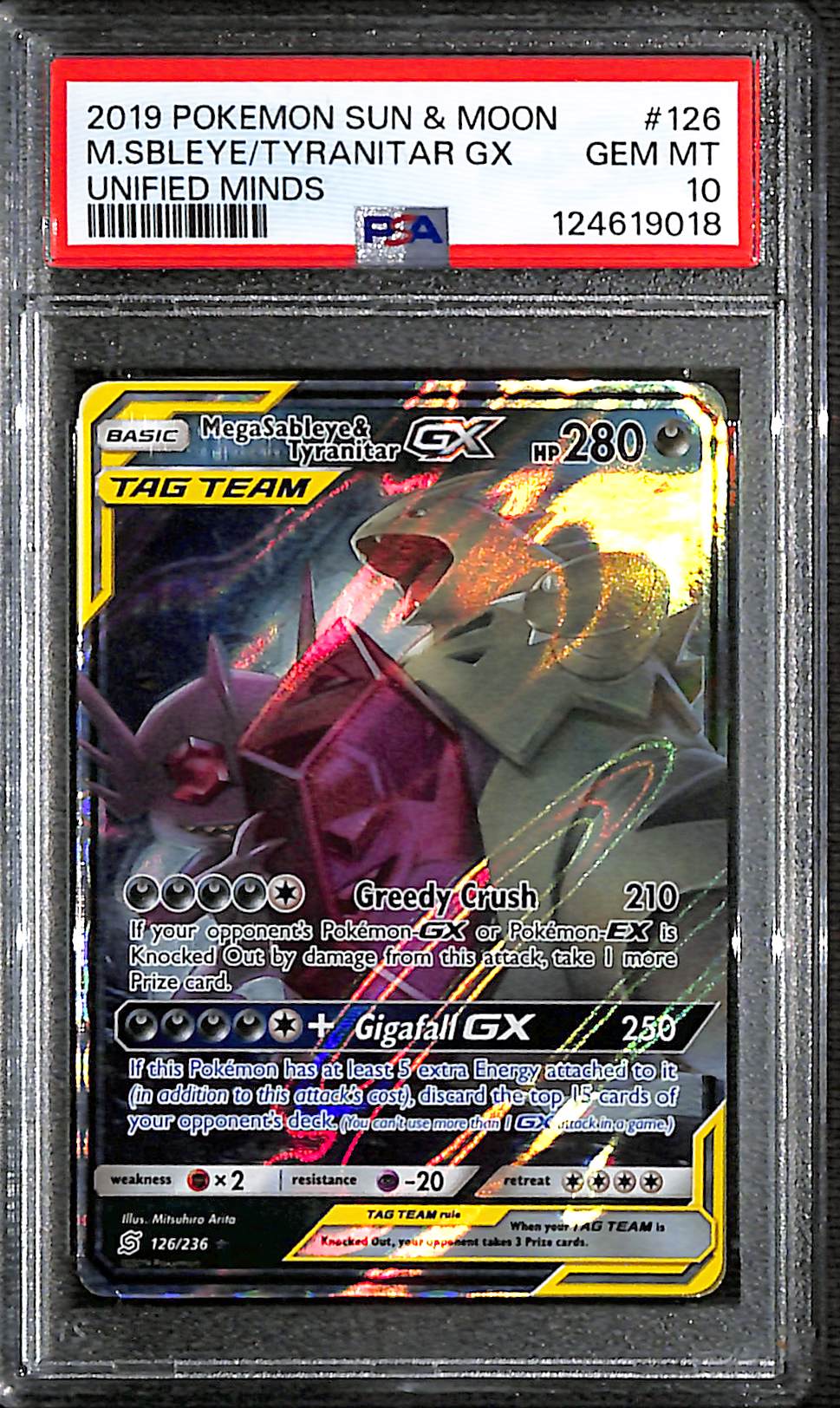 PSA 10 Mega Sableye & Tyranitar GX #126 [Unified Minds]