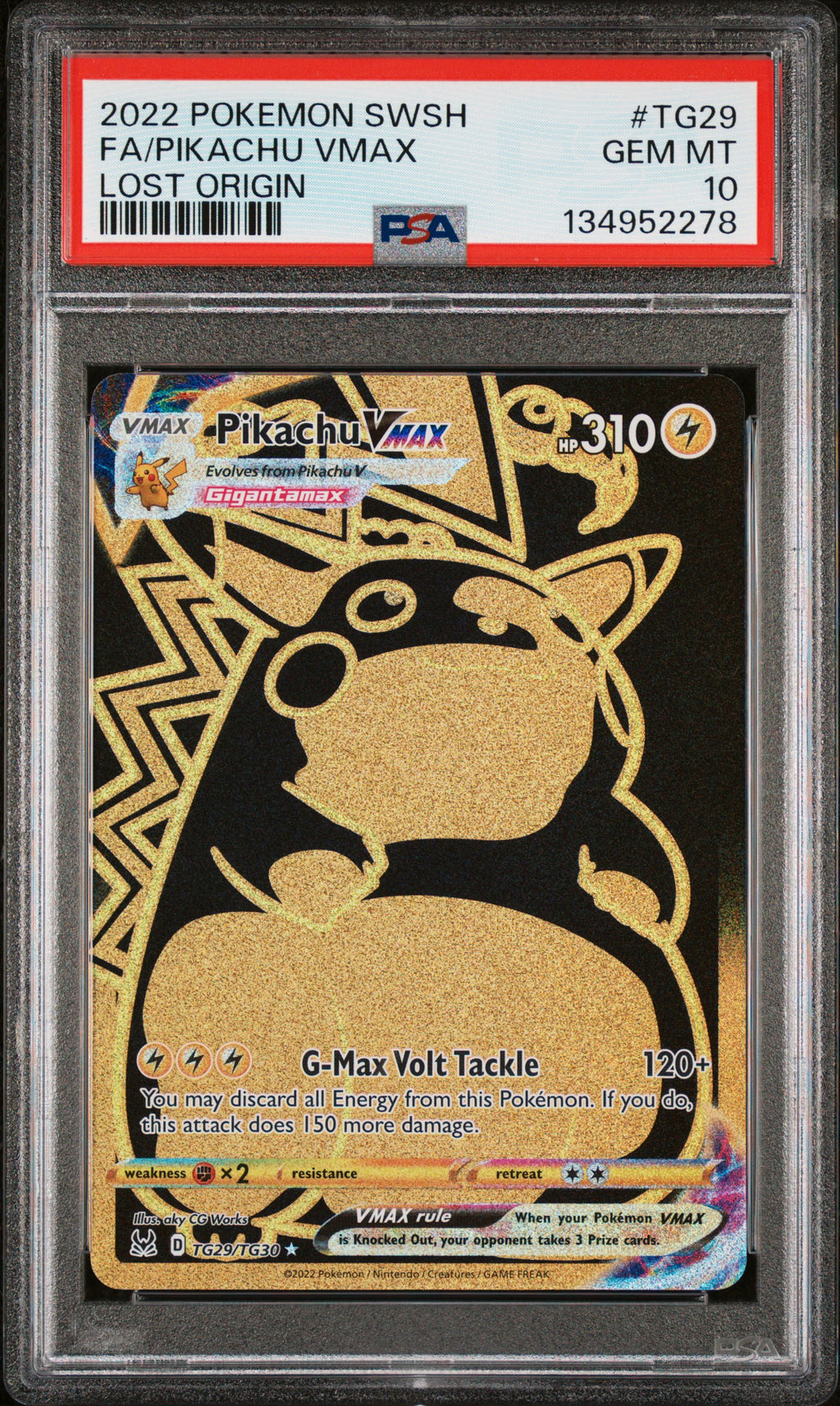 PSA 10 Pikachu Vmax TG29 [Lost Origin]