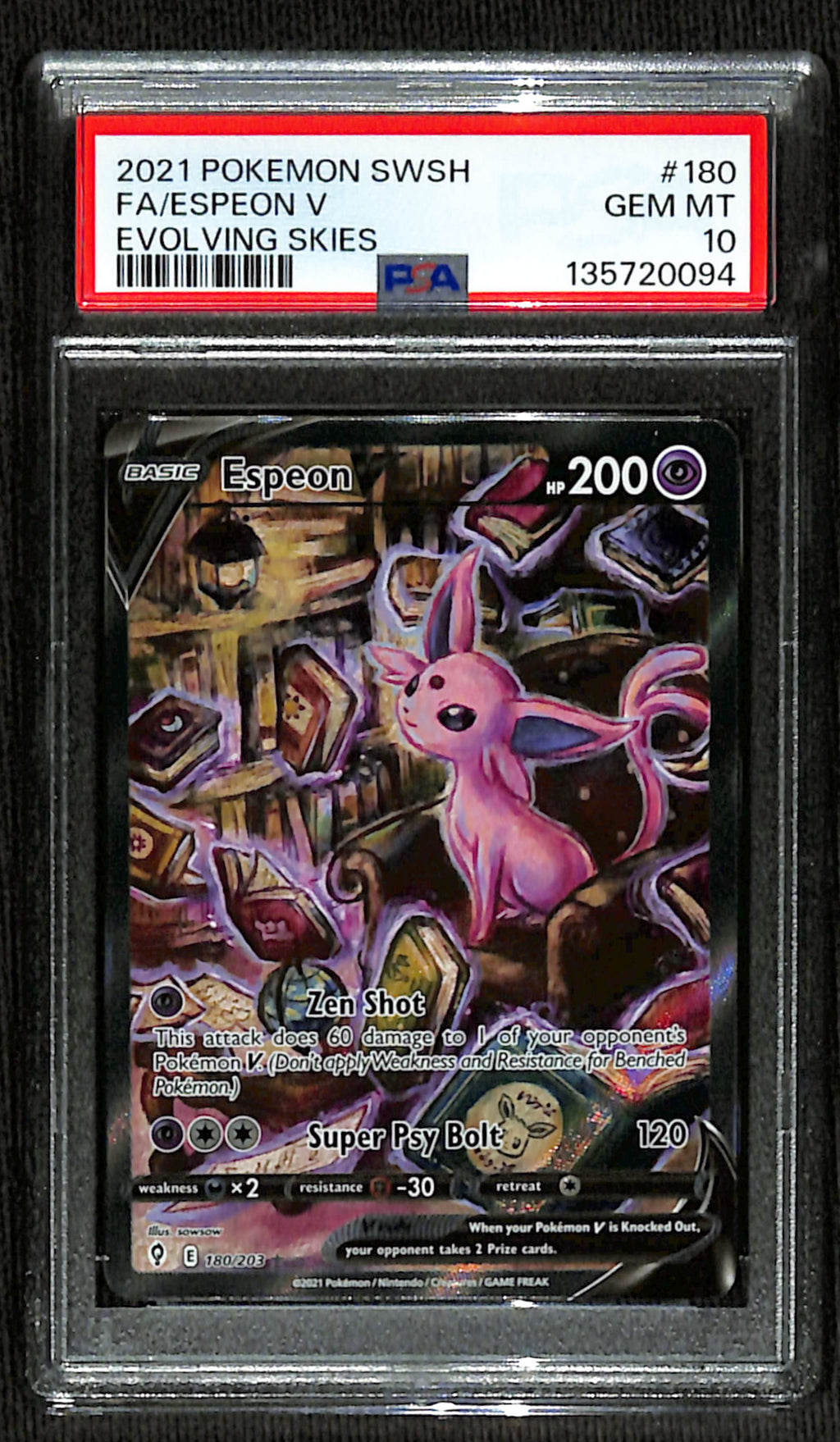 PSA 10 Espeon V #180 (Alternate Art) [Evolving Skies]