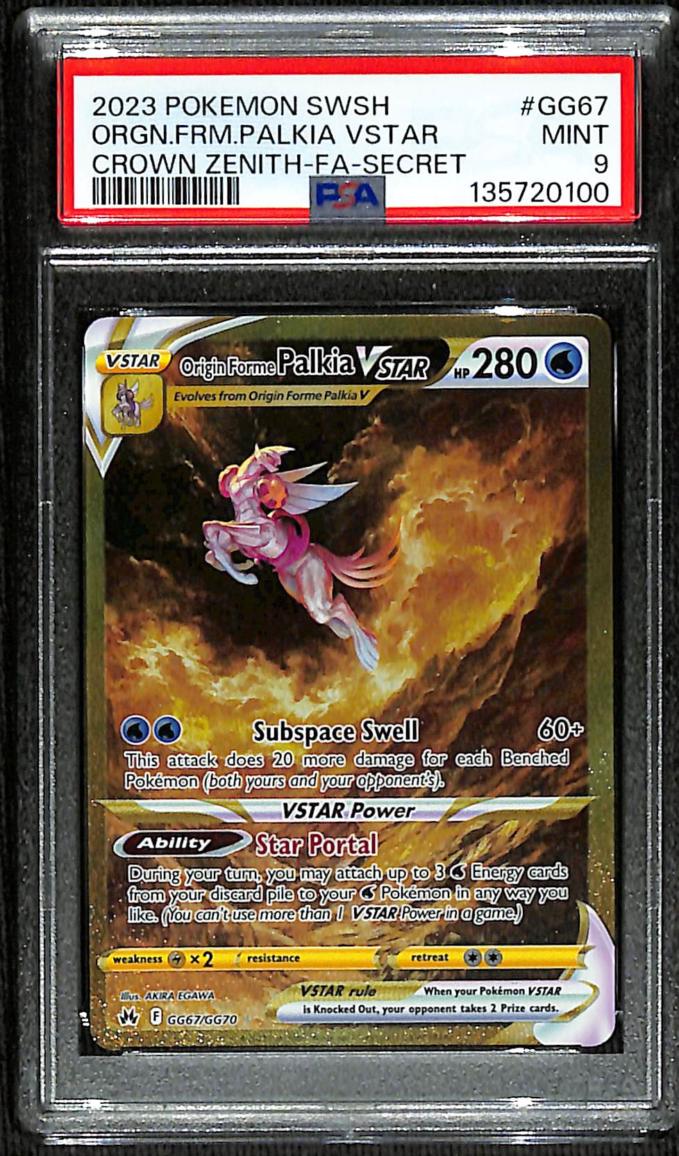 PSA 9 Origin Forme Palkia Vstar #GG67 [Crown Zenith Galarian Gallery]
