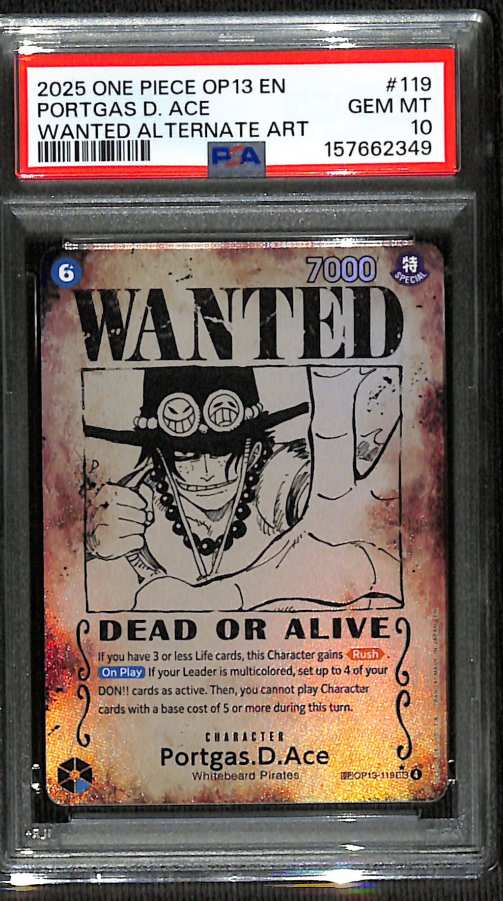 PSA 10 Portgas.D.Ace [Carrying On His Will]