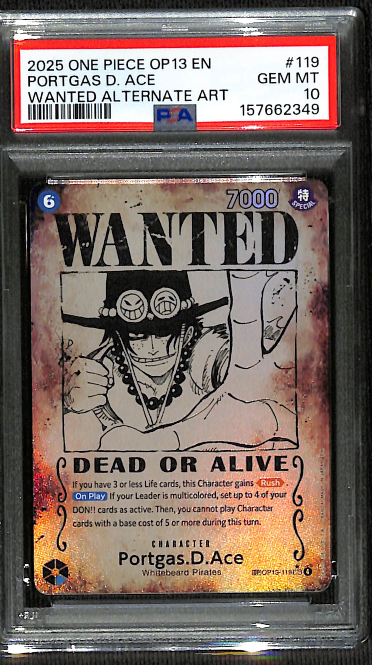 PSA 10 Portgas.D.Ace [Carrying On His Will]