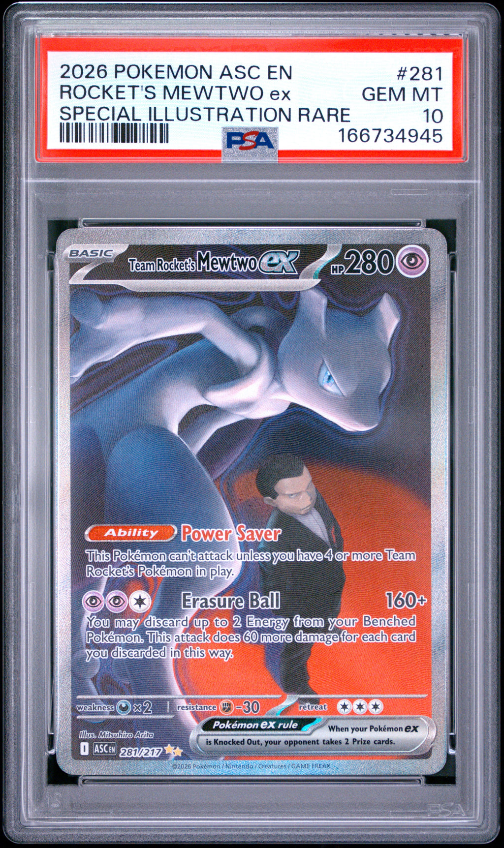 PSA 10 Team Rocket's Mewtwo ex (Special Illustration Rare) [Ascended Heroes]