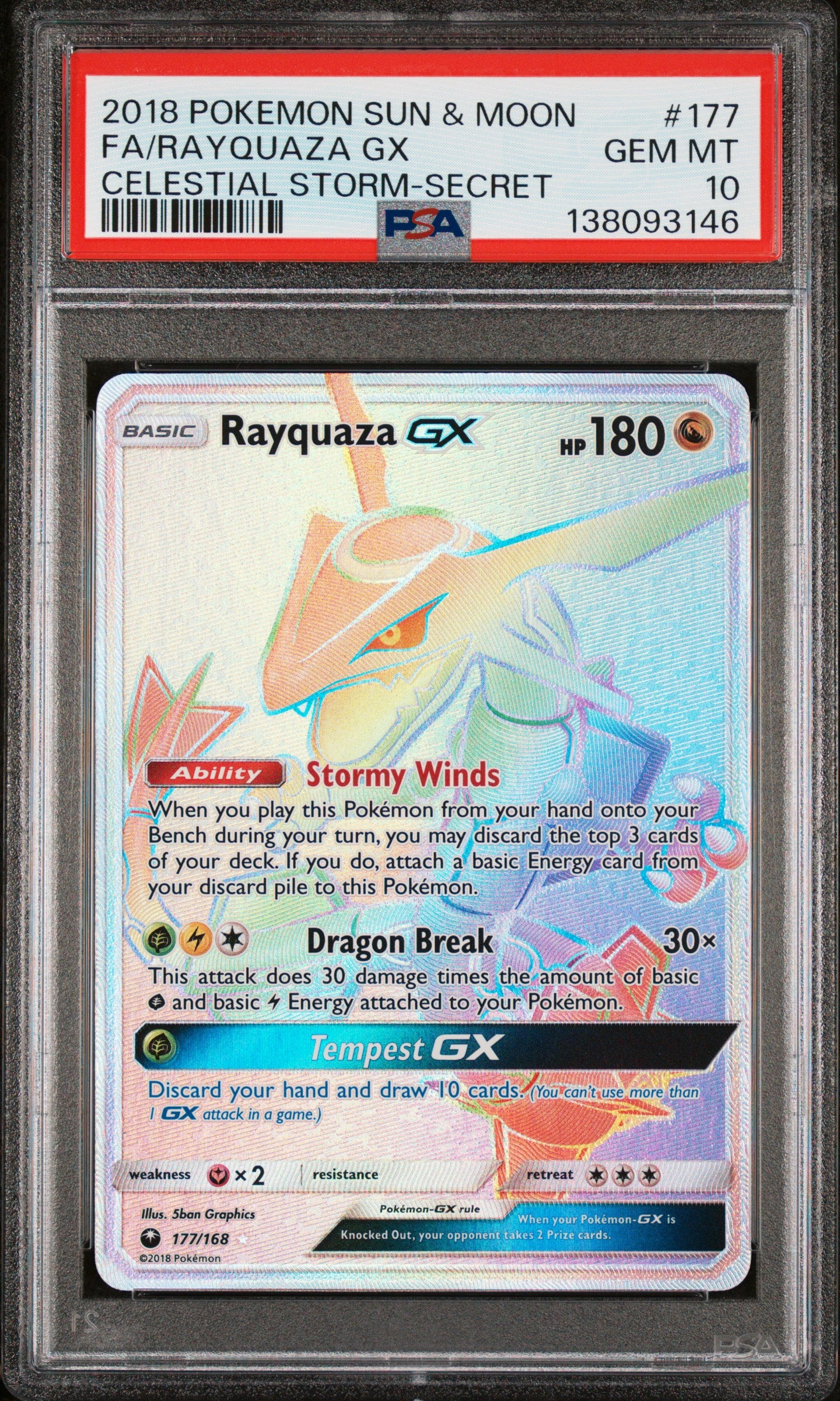 PSA 10 Rayquaza GX #177 (Secret) [Celestial Storm]
