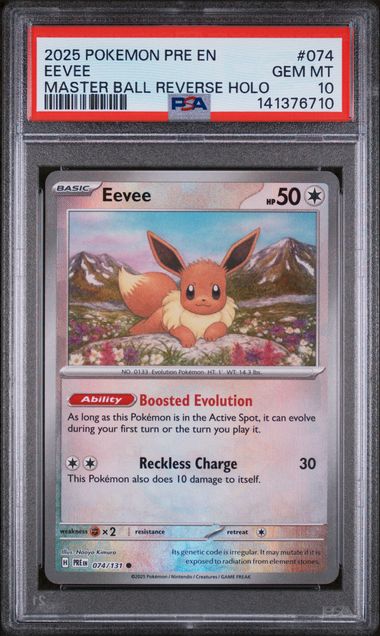 PSA 10 Eevee Master Ball Prismatic Evolution #074