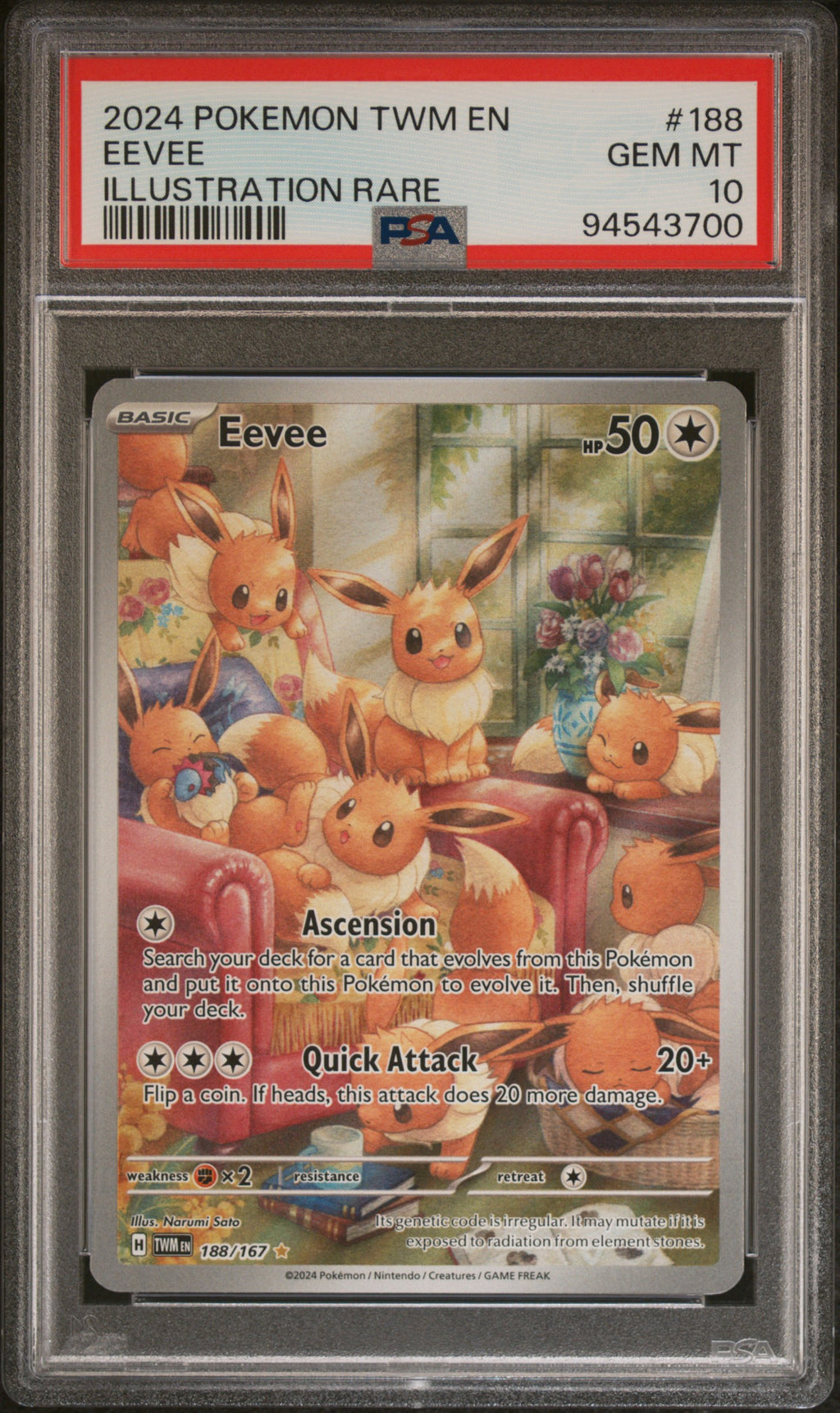 PSA 10 Eevee #188 (Illustration Rare) [Twilight Masquerade]
