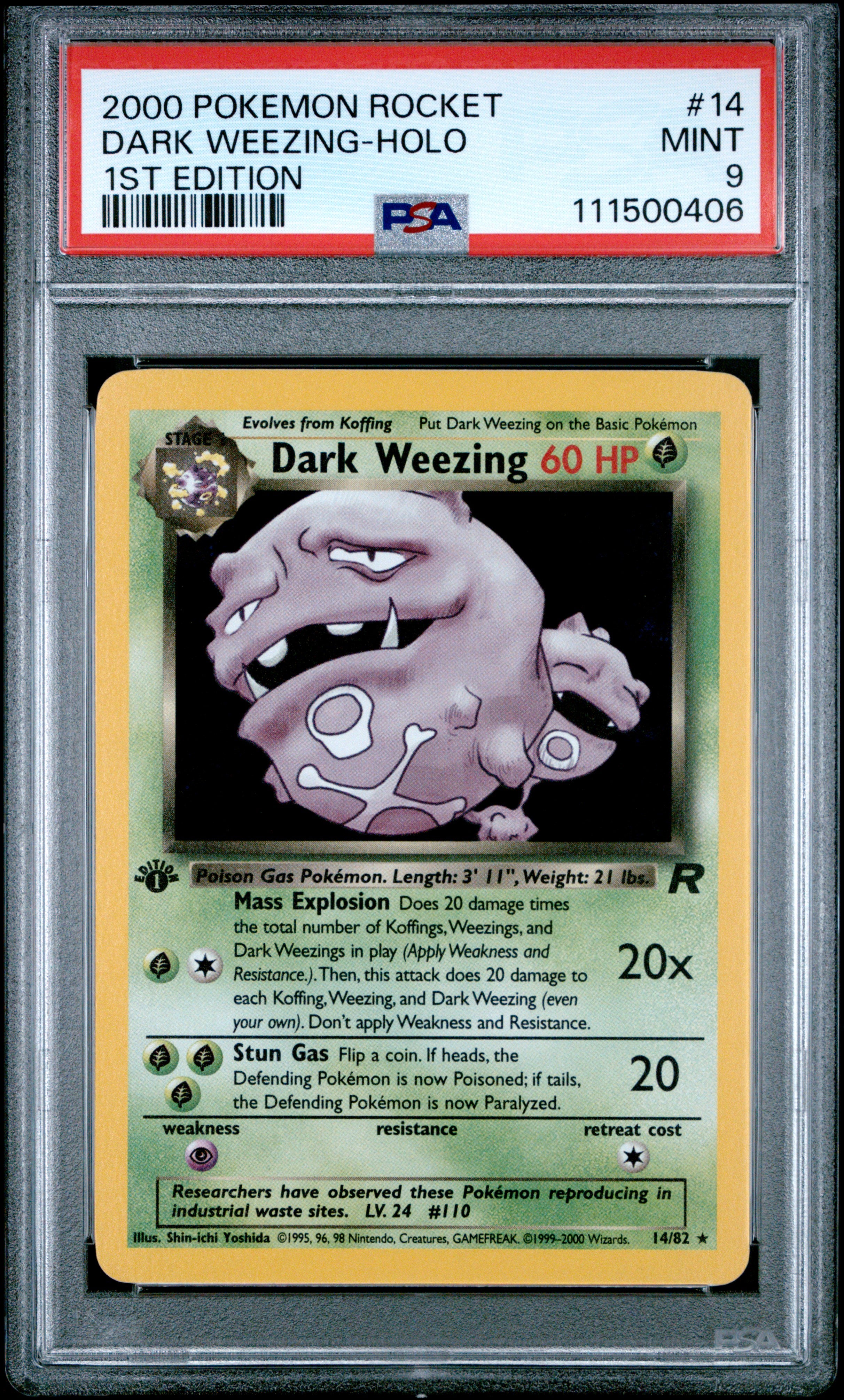 PSA 9 Dark Weezing (Holo) [1st Edition Rocket]