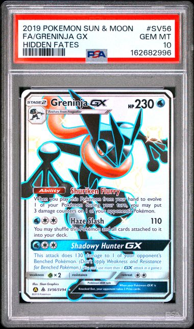 PSA 10 Greninja GX Hidden Fate #SV56