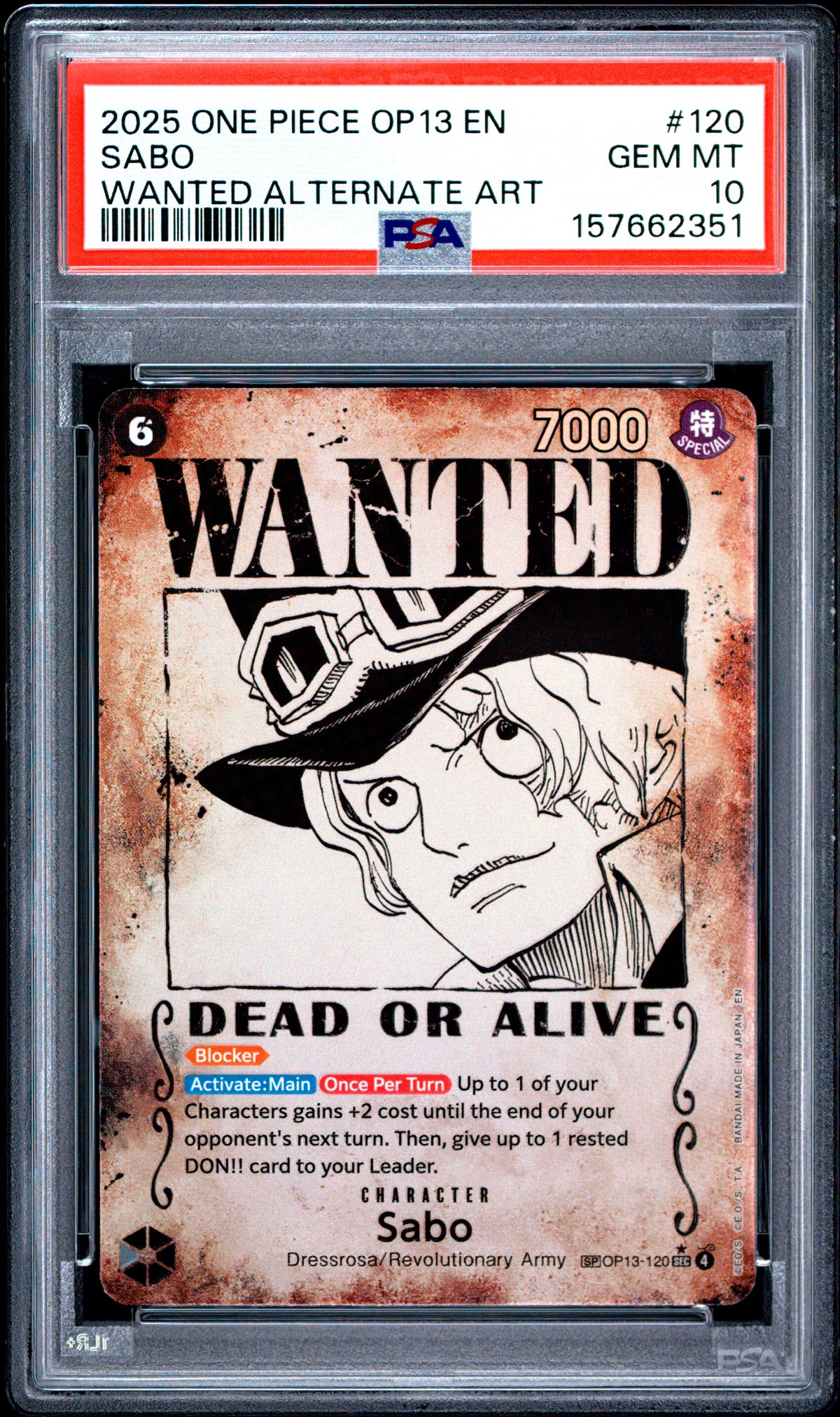 PSA 10 Sabo (Wanted) [Carrying On His Will]