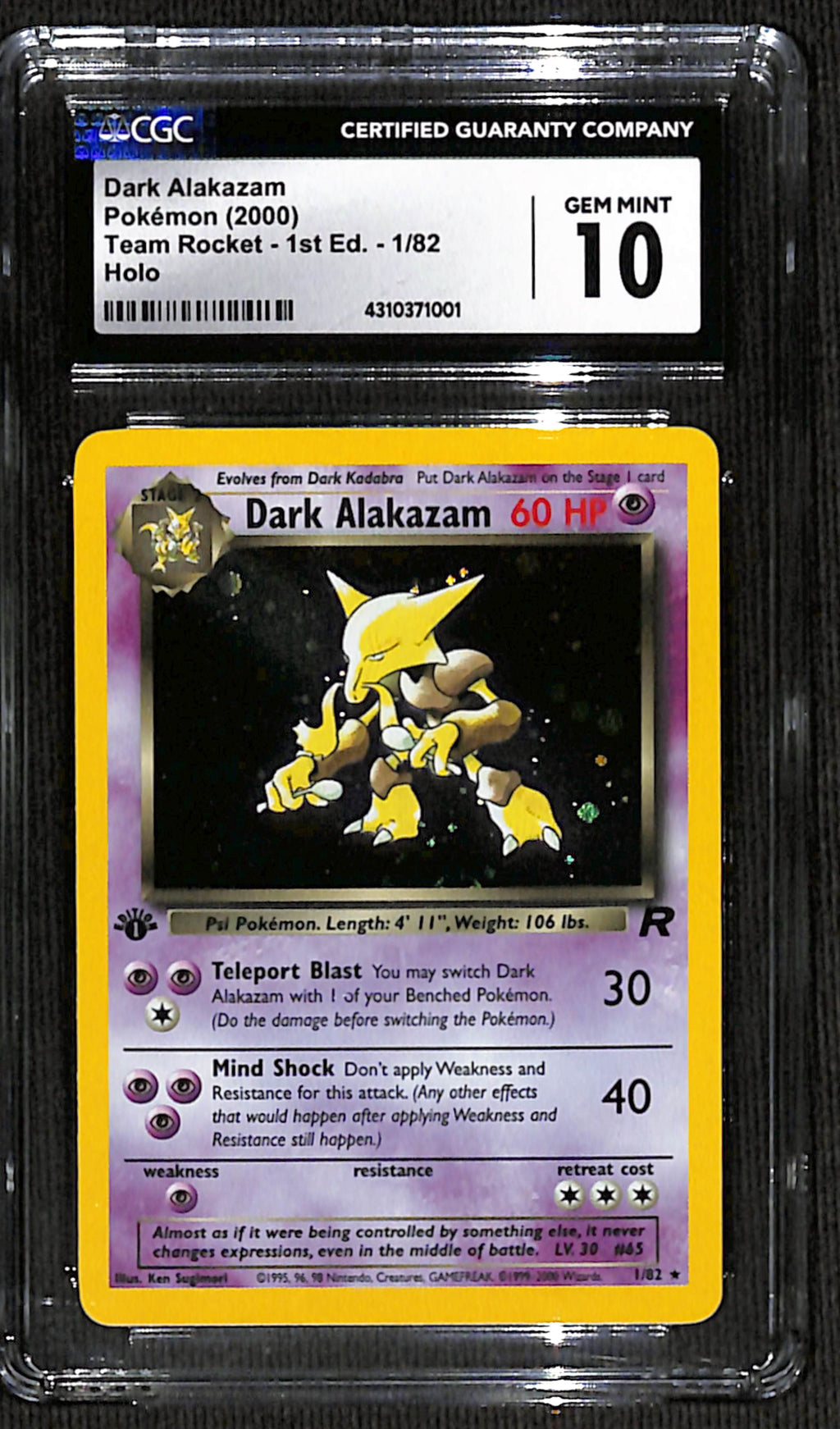 CGC 10 Dark Alakazam [Team Rocket]