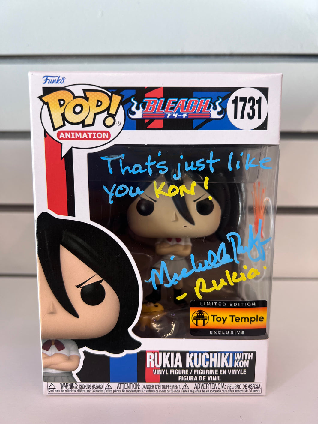 Funko Pop Rukia Kuchiki with Kon (Signed By Michelle Ruff With Quote, Sketch And JSA Authentication)