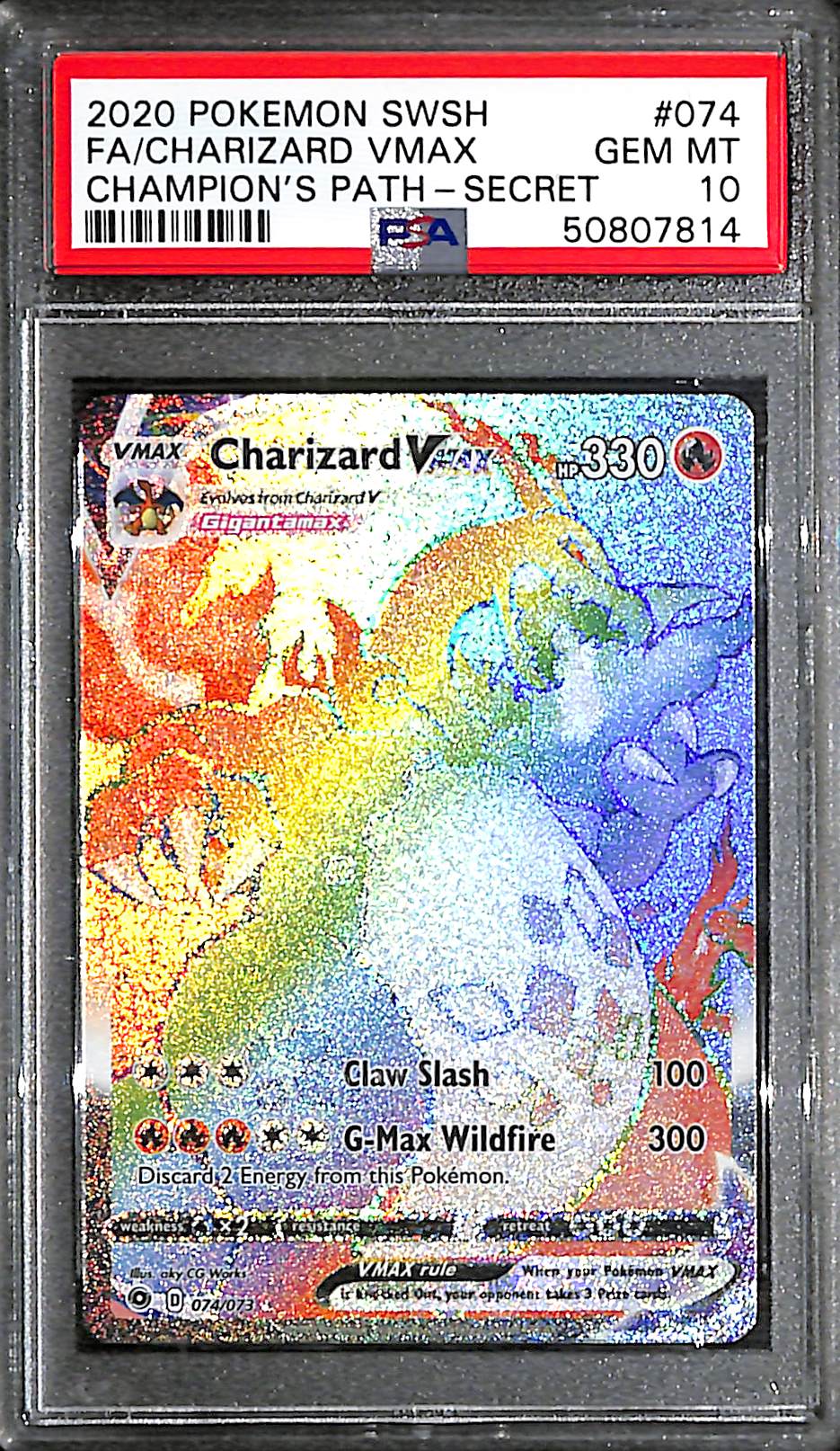 PSA 10 Charizard Vmax #074 (Secret) [Champion's Path]