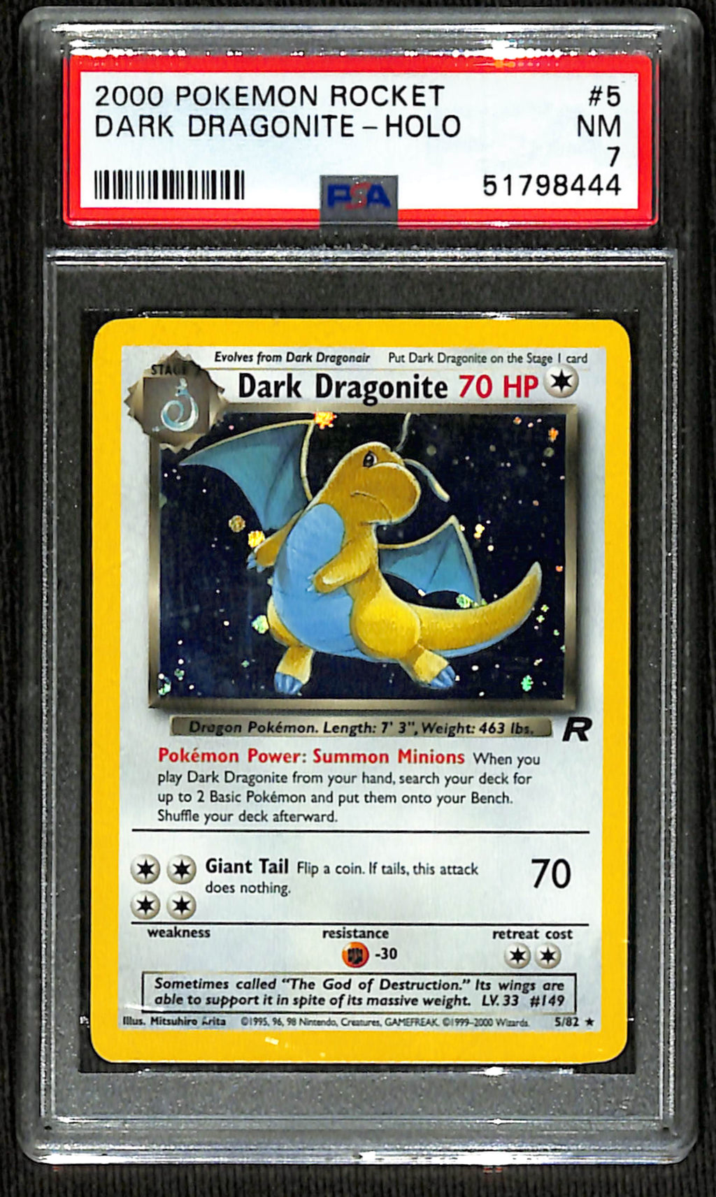 PSA 7 Dark Dragonite (Holo) [Team Rocket]