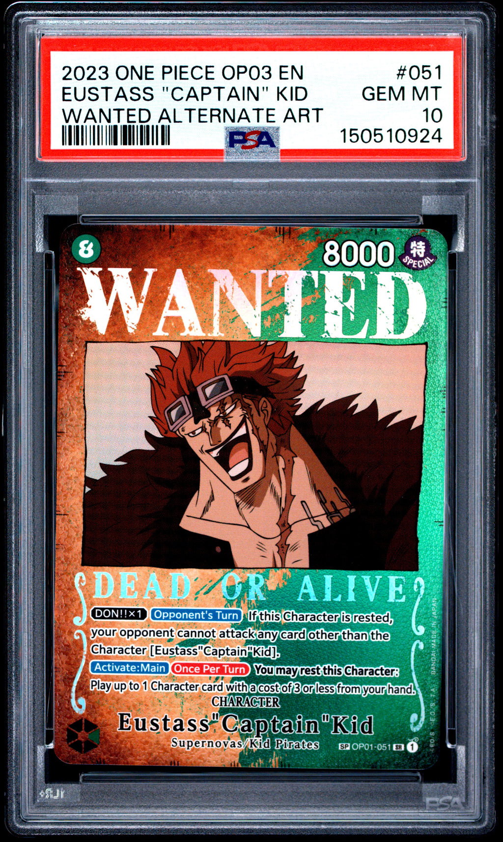 PSA 10 Eustass "Captain" Kid (Wanted Poster) [Pillars of Strength]