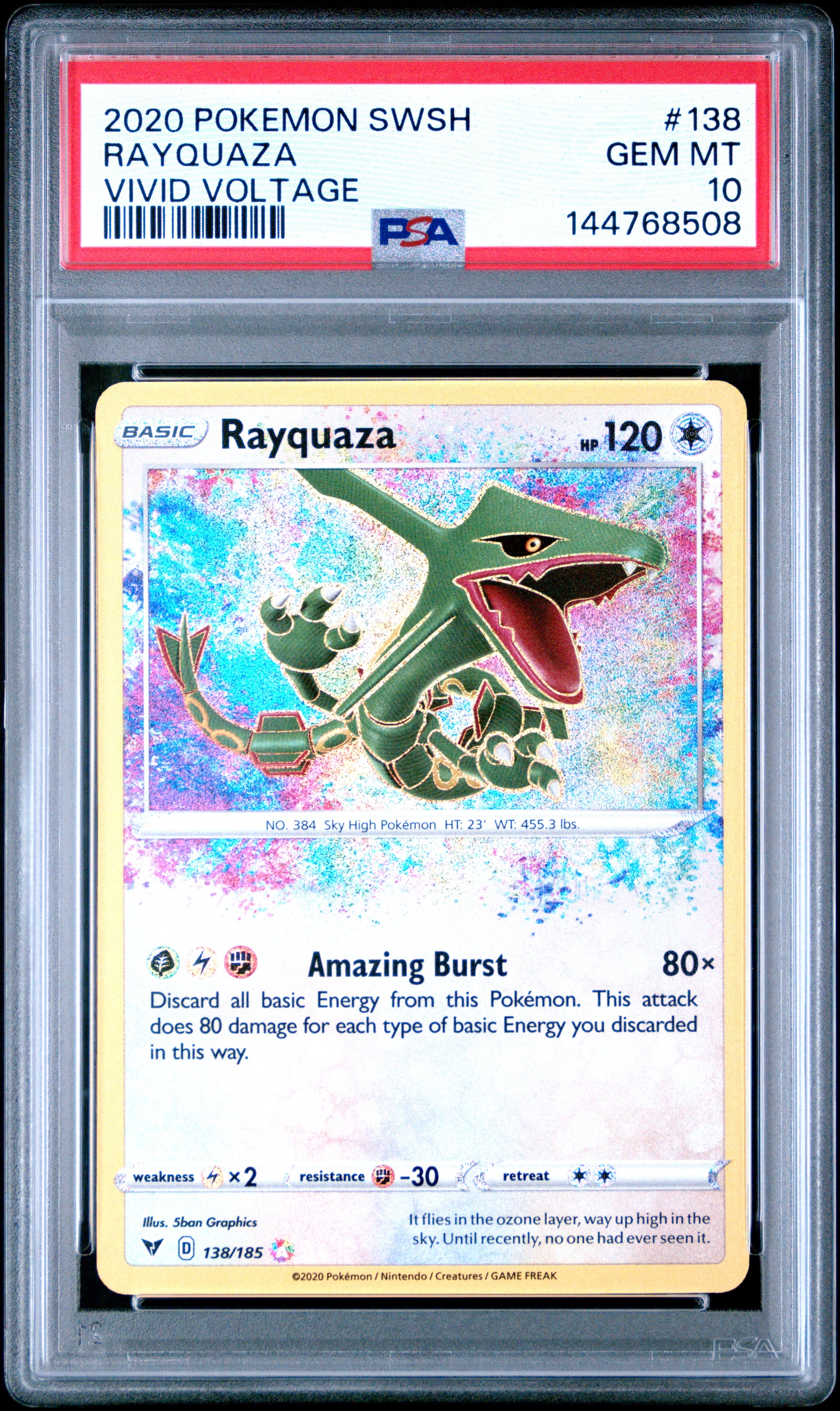 PSA 10 Rayquaza #138 (Amazing Rare) [Vivid Voltage]