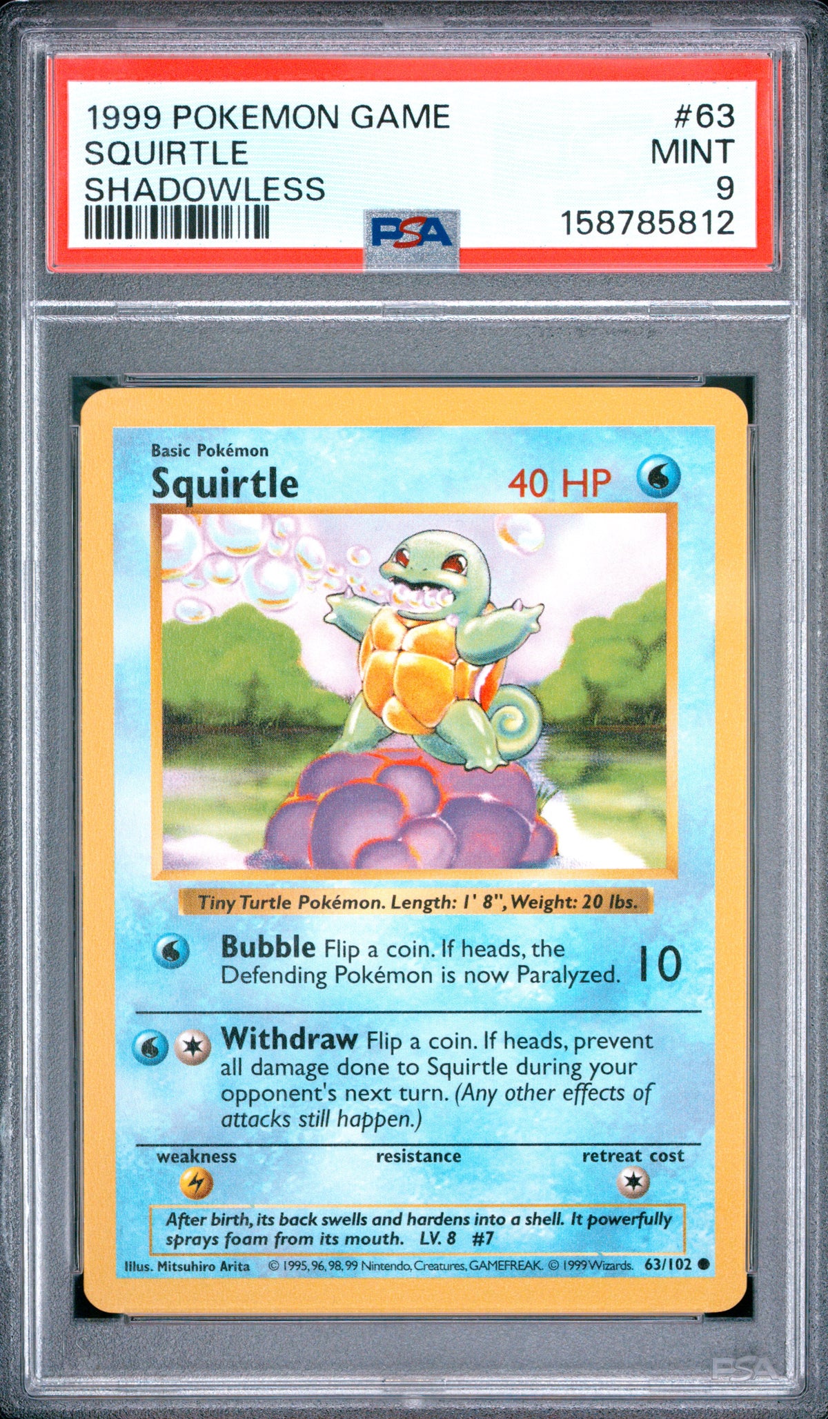 PSA 9 Squirtle (Shadowless) [Base Set]