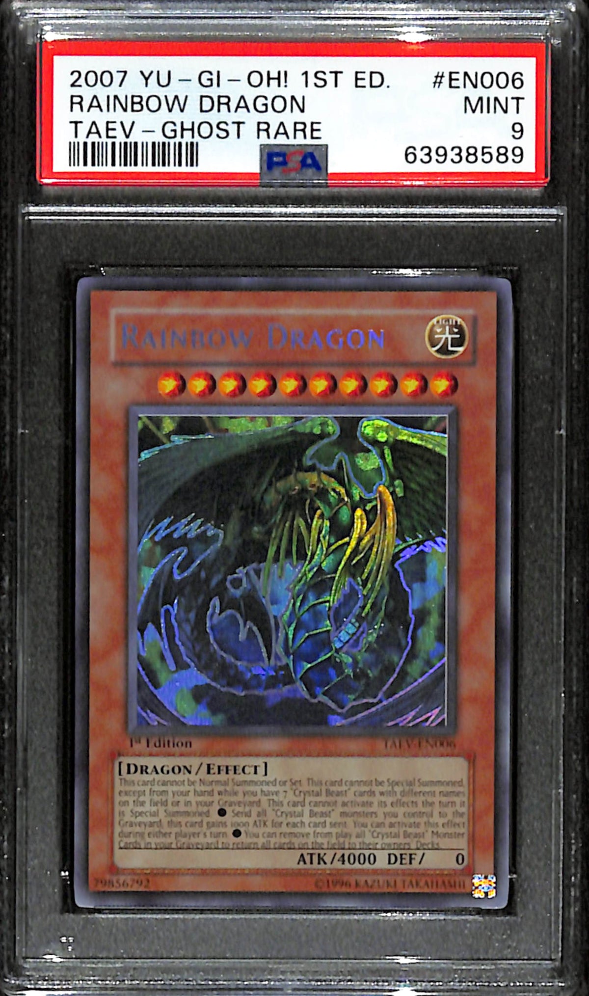 PSA 9 Rainbow Dragon (1st Edition) (Ghost Rare) [Tactical Evolution]