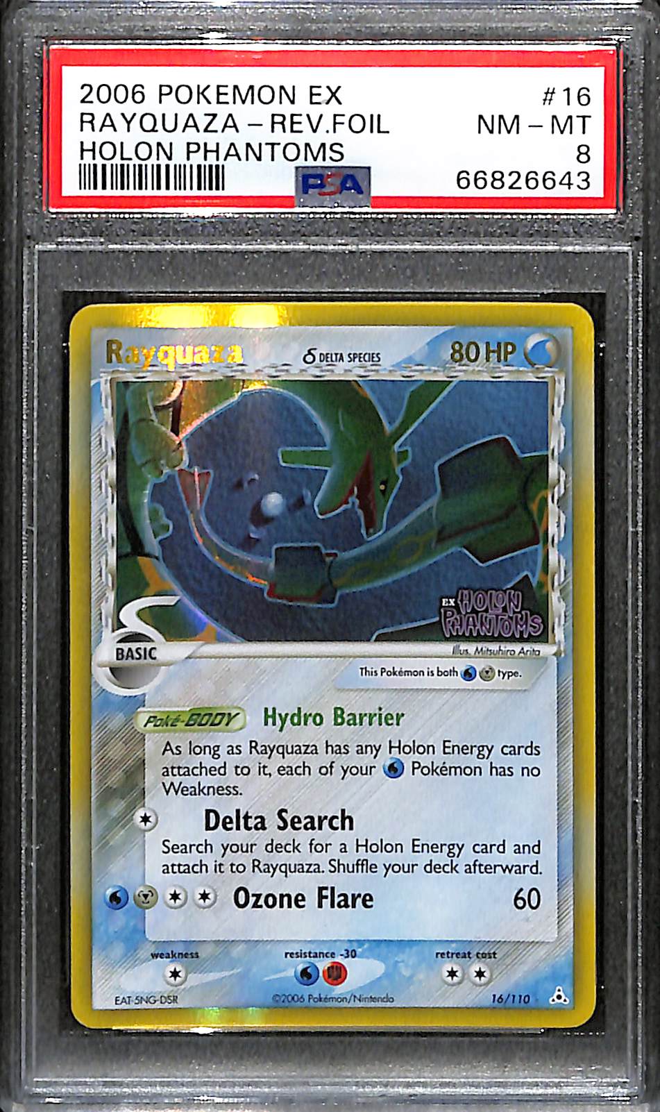 PSA 8 Rayquaza #16 (Reverse Holo) [Holon Phantoms]