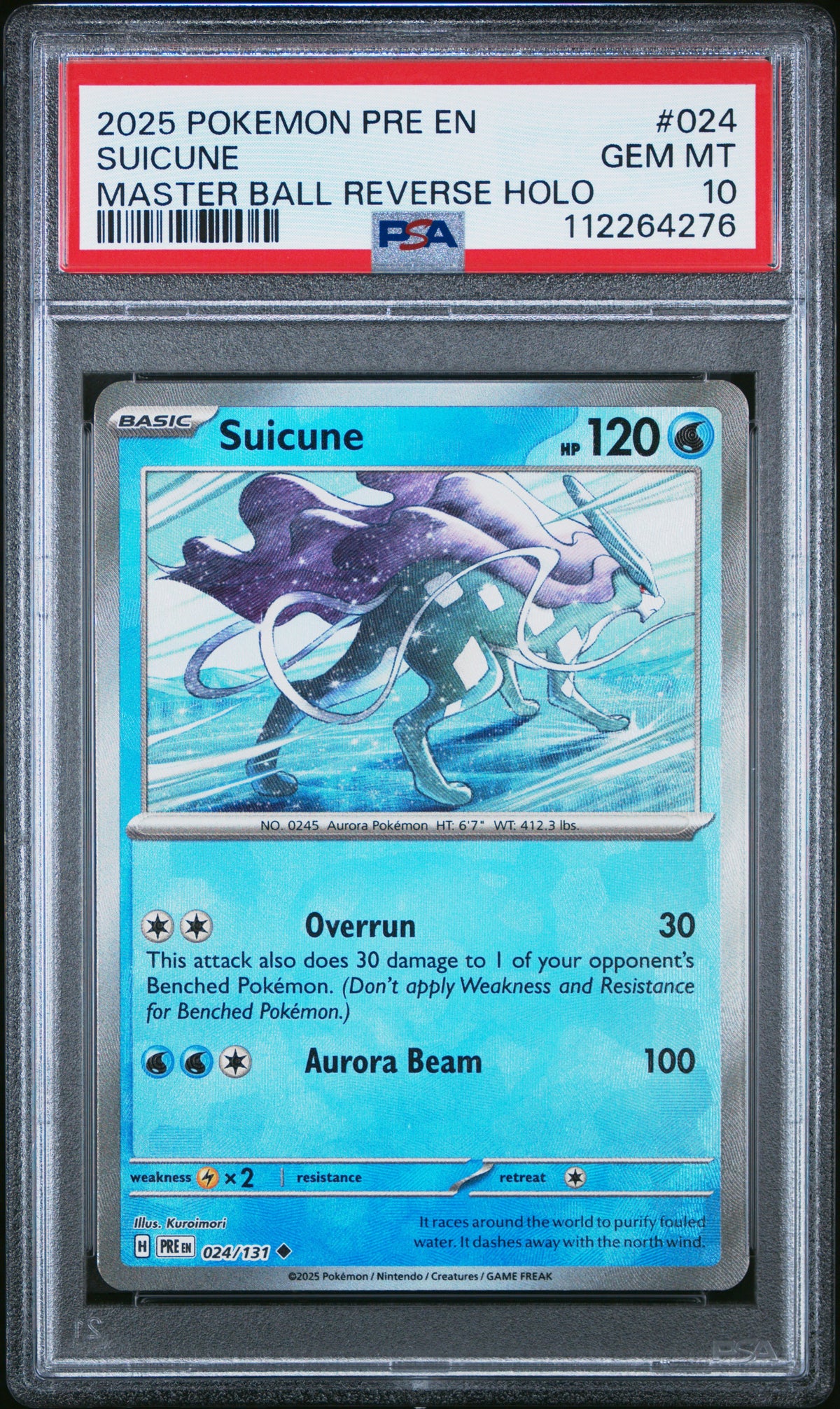 PSA 10 Suicune (Master Ball Reverse Holo) [Prismatic Evolutions]