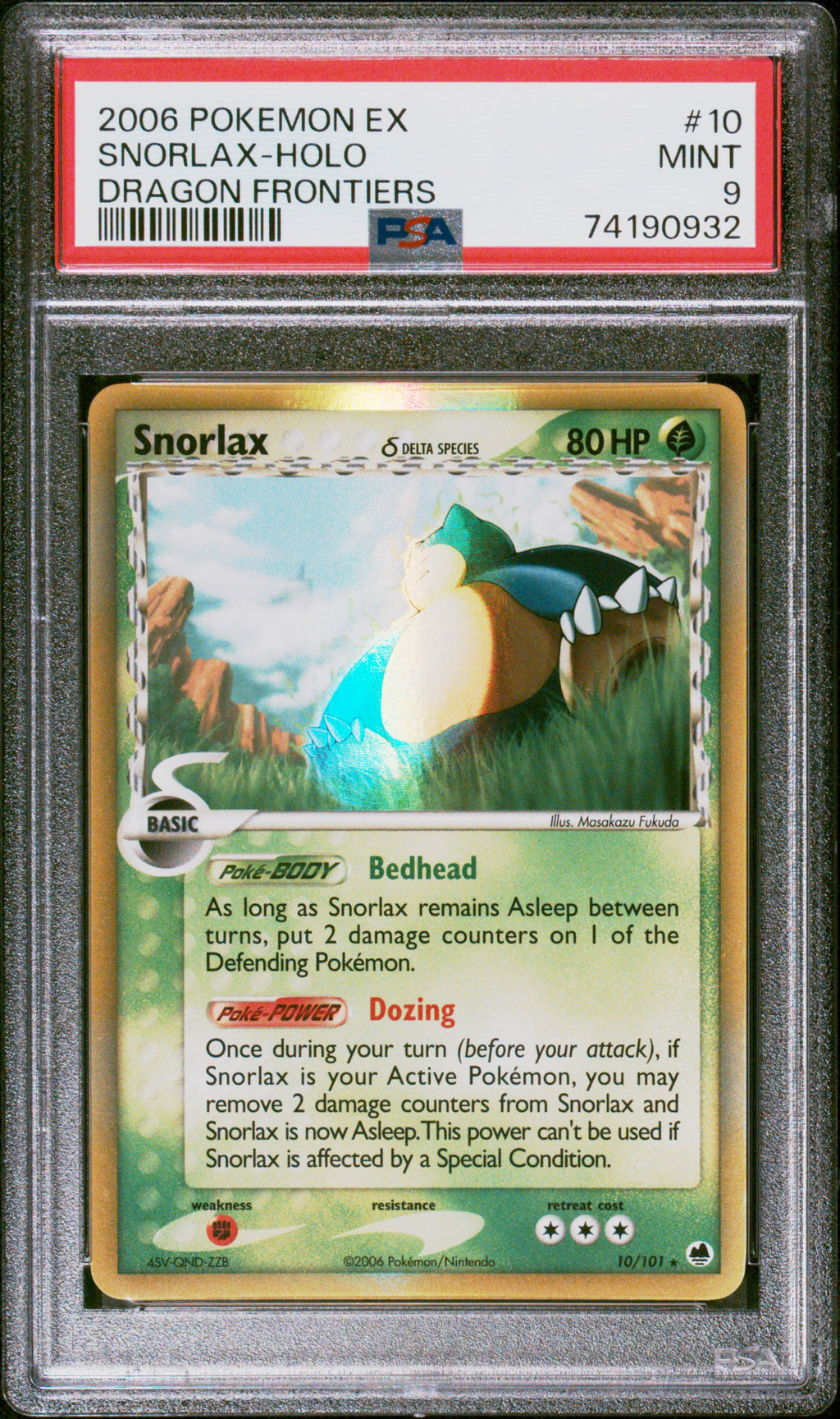 PSA 9 Snorlax δ [Dragon Frontiers]