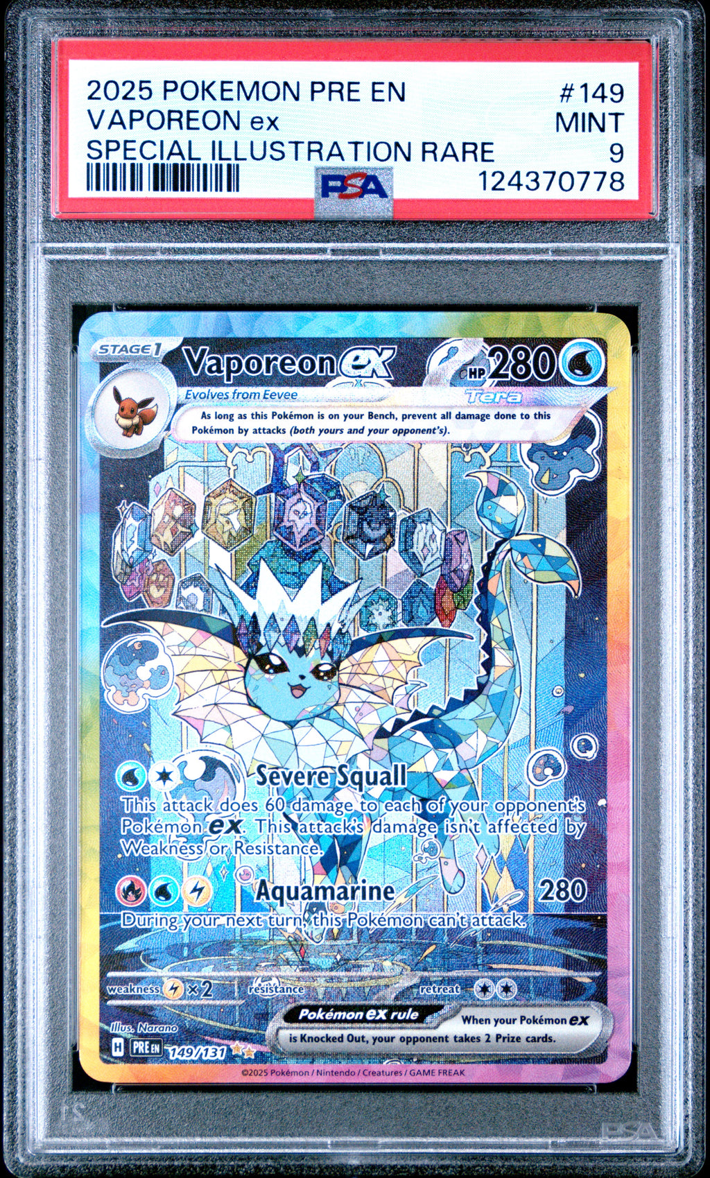 PSA 9 Vaporeon ex (Special Illustration Rare) [Prismatic Evolutions]