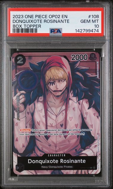 PSA 10 Donquixote Rosinante Box Topper OP02 108