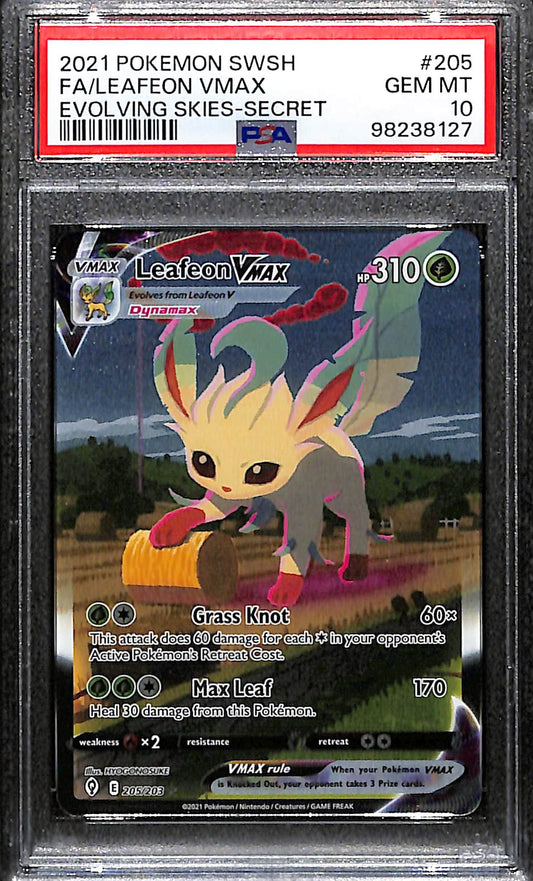PSA 10 Leafeon Vmax #205 [Evolving Skies]